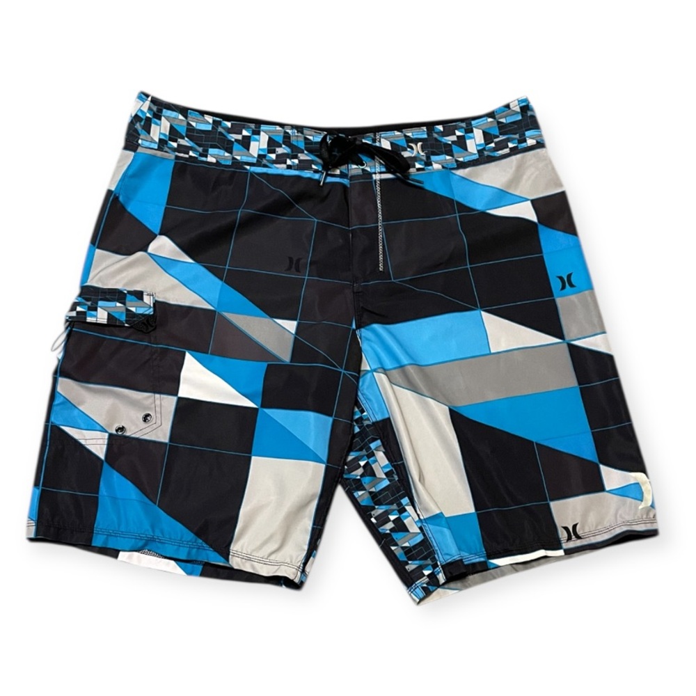 Men's Hurley Phantom Boardshorts Blue Black Size 38 Surf Beach Swim Trunks